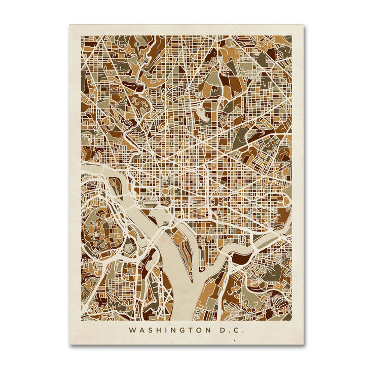 Michael Tompsett Washington DC Street Map 3 Canvas Art 18 x 24 Image 1