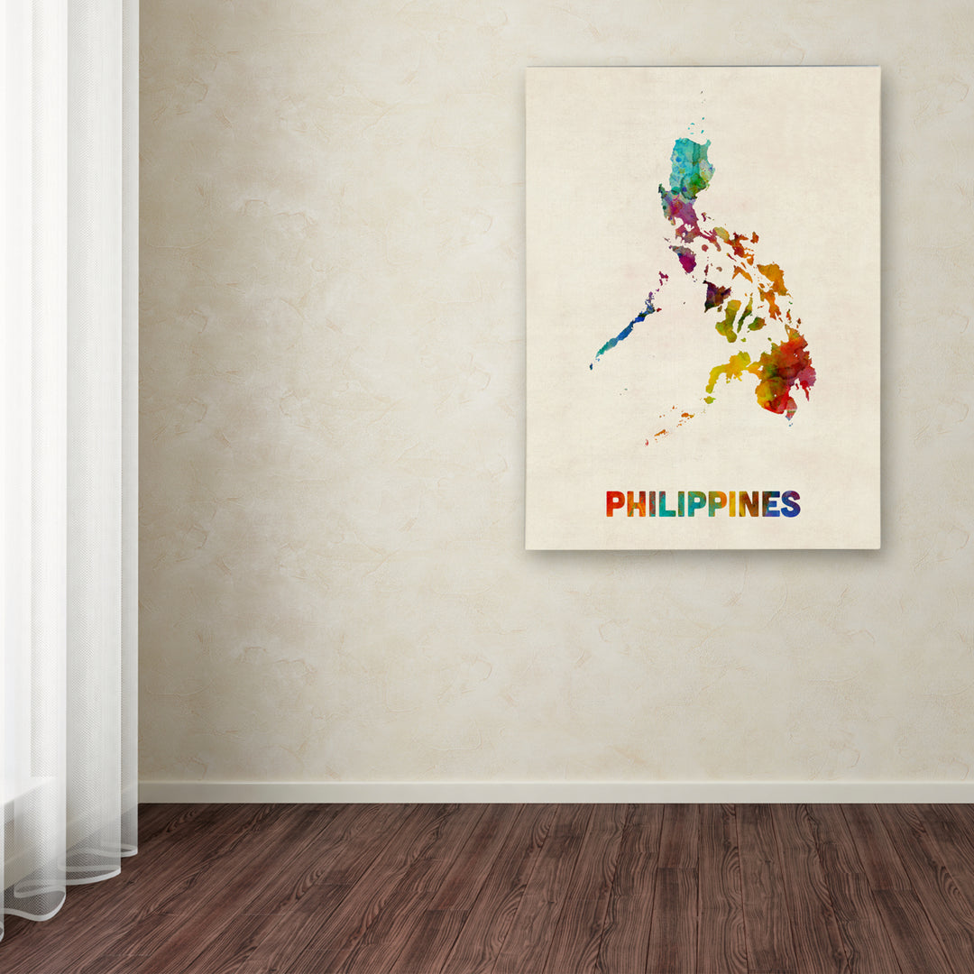 Michael Tompsett Philippines Watercolor Map Canvas Art 18 x 24 Image 3