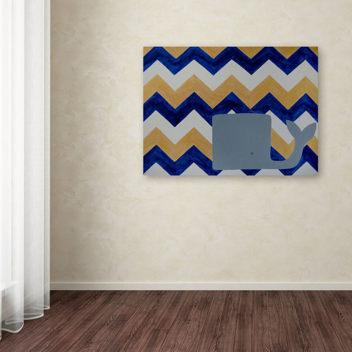Nicole Dietz Blue and Gold Whale Chevron Canvas Art 18 x 24 Image 3
