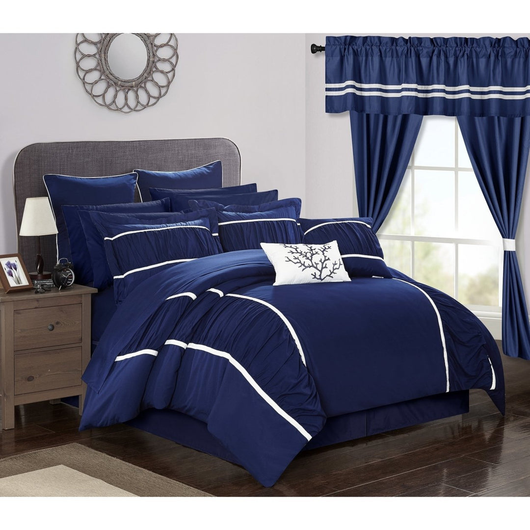 24 Piece Marian Complete bedroom in a bag Pinch Pleat Ruffled Designer Embellished Bed In a Bag Comforter Set Image 4