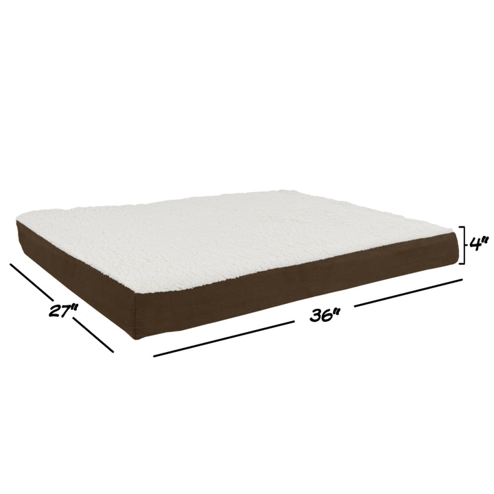 Orthopedic Sherpa Top Pet Bed with Memory Foam and Removable Cover 36 x 27 x 4 Brown Medium Large Image 3