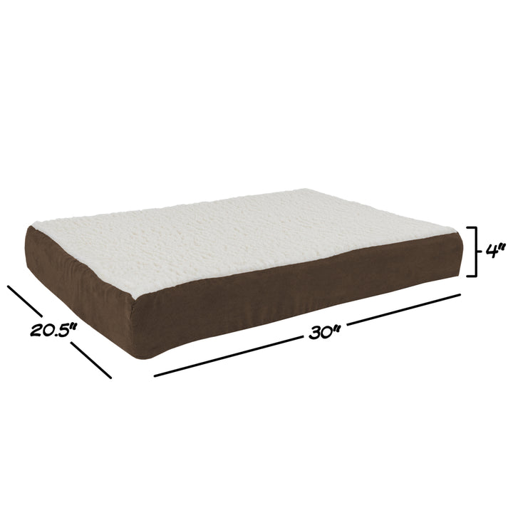 Orthopedic Sherpa Top Pet Bed with Memory Foam and Removable Cover 30 x 20 x 4 Brown Medium Image 3