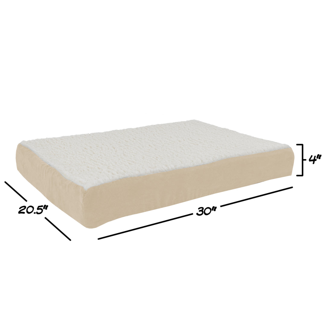 Orthopedic Sherpa Top Pet Bed with Memory Foam and Removable Cover 30 x 20 x 4 Tan Medium Image 3