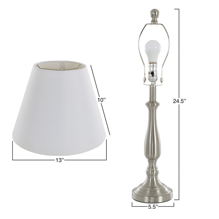 Set of 2 Brushed Steel Matching Table Lamps with LED Bulbs and Shades Included Image 2