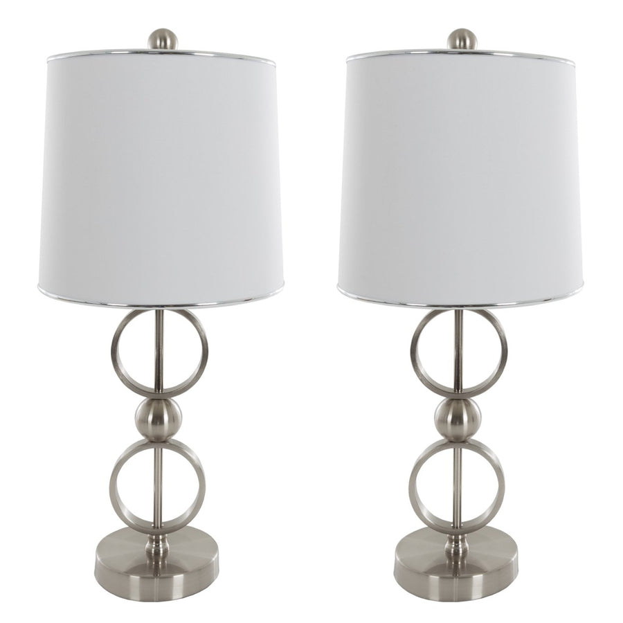 Set of 2 Modern Metal Matching Table Lamps with LED Bulbs and Shades Included Image 1