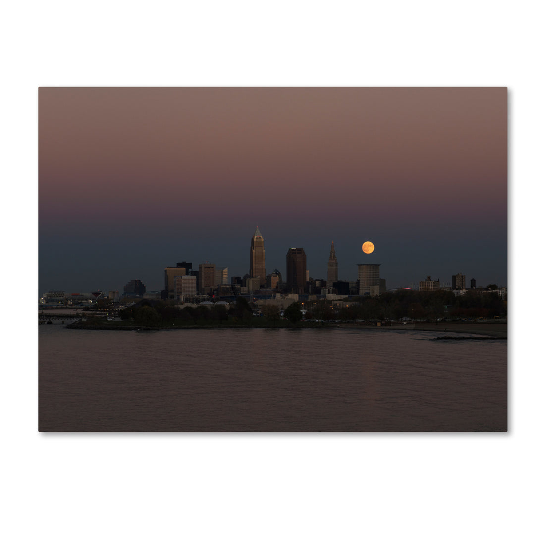 Kurt Shaffer Super Moon Rise over Cleveland 14 x 19 Canvas Art Image 1