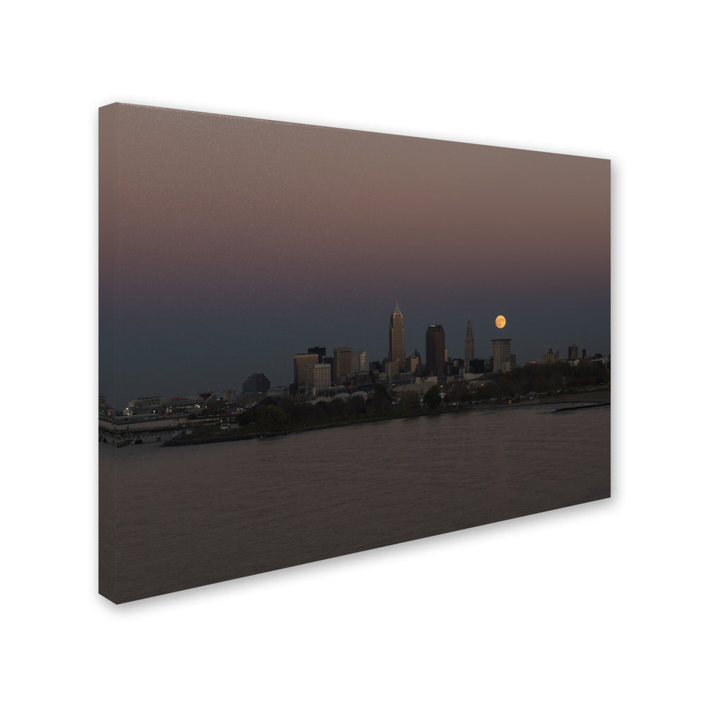 Kurt Shaffer Super Moon Rise over Cleveland 14 x 19 Canvas Art Image 2