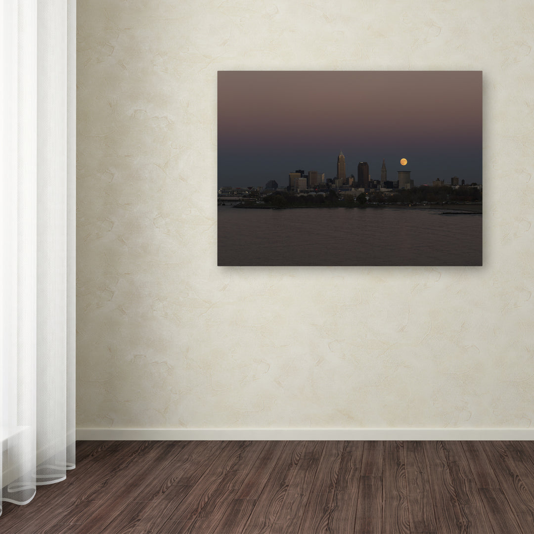 Kurt Shaffer Super Moon Rise over Cleveland 14 x 19 Canvas Art Image 3