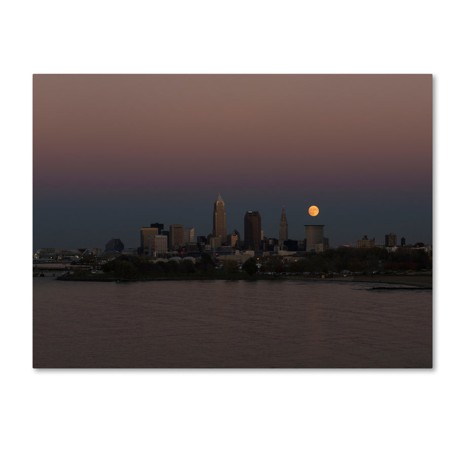 Kurt Shaffer Super Moon Rise over Cleveland Canvas Art 18 x 24 Image 1