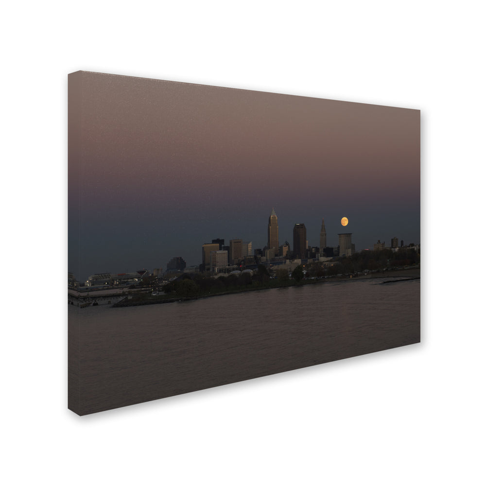 Kurt Shaffer Super Moon Rise over Cleveland Canvas Art 18 x 24 Image 2