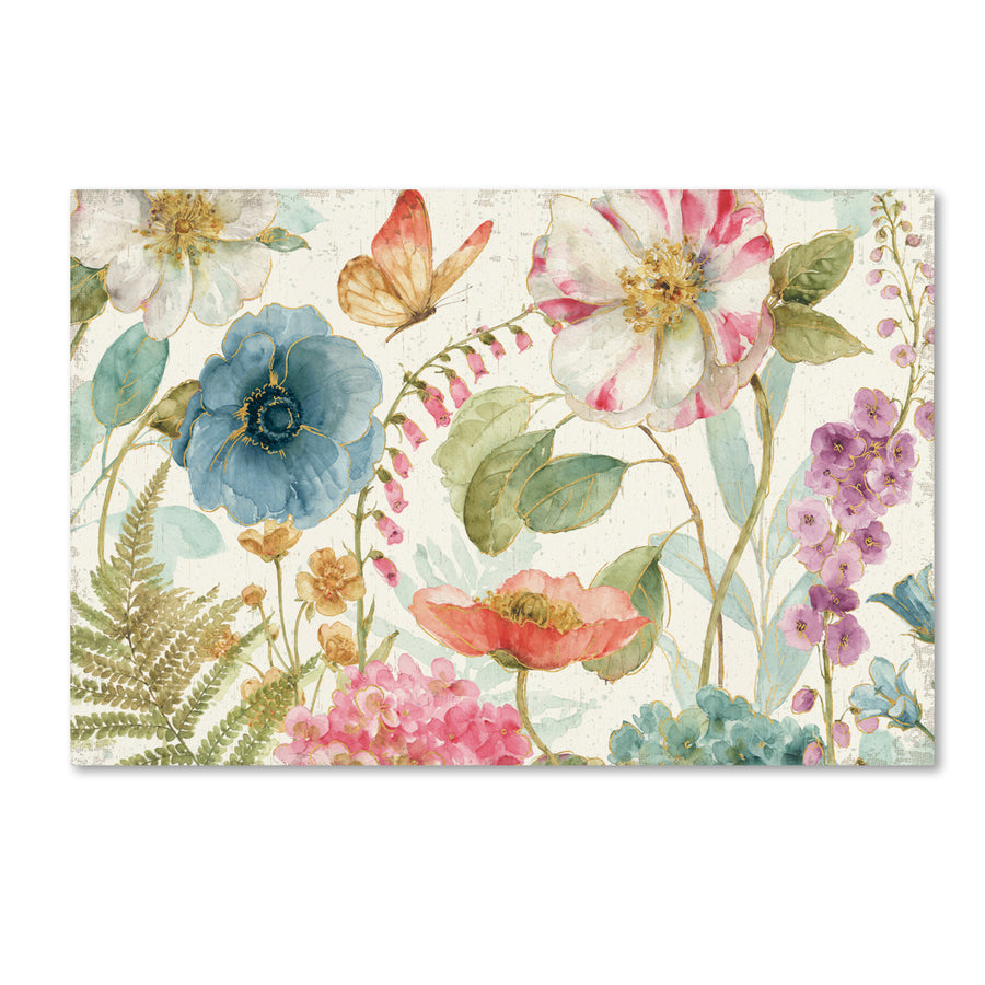 Lisa Audit Rainbow Seeds Flowers I on Wood Cream Canvas Art 16 x 24 Image 1