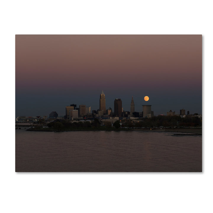Kurt Shaffer Super Moon Rise over Cleveland Canvas Art Image 1