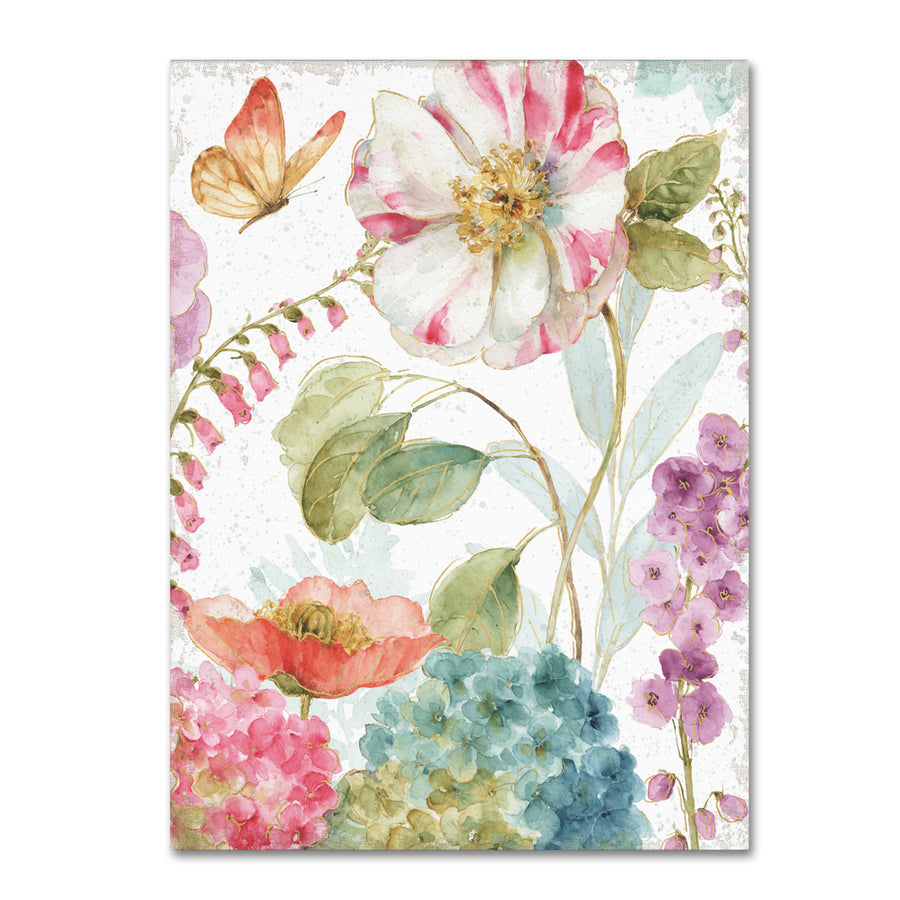Lisa Audit Rainbow Seeds Flowers II Crop on Wood Cream Canvas Art Image 1