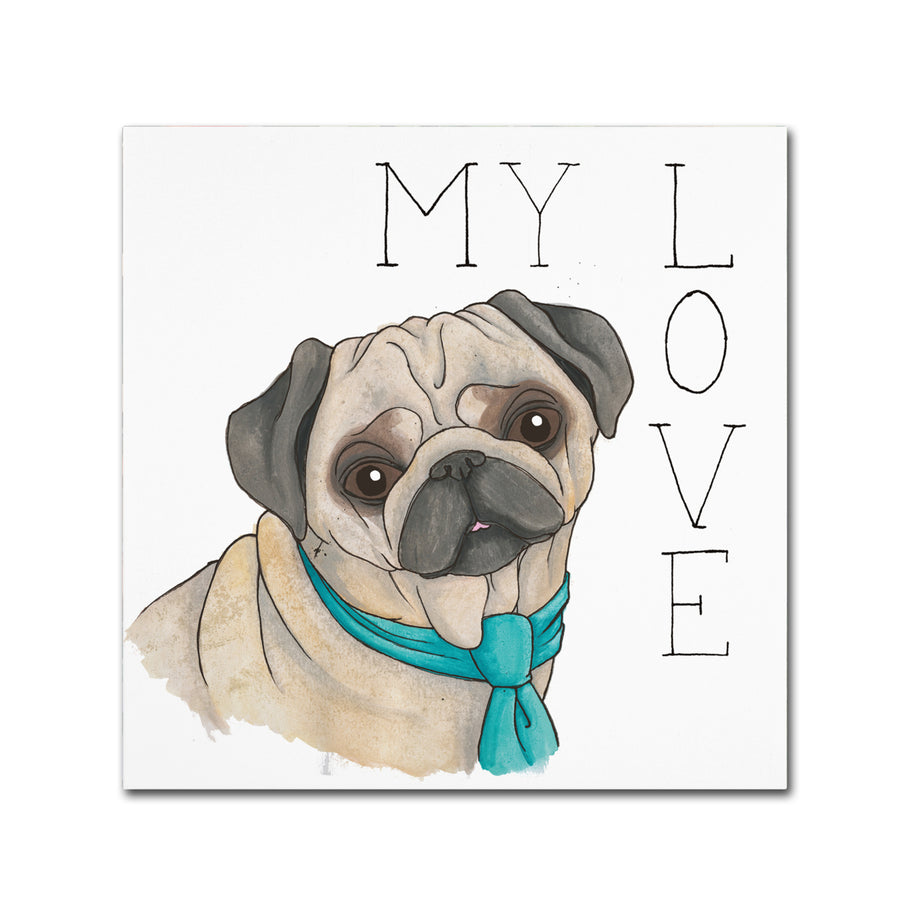 Elyse DeNeige Puppy Love Pug Color Large Canvas Art 35 x 35 Image 1