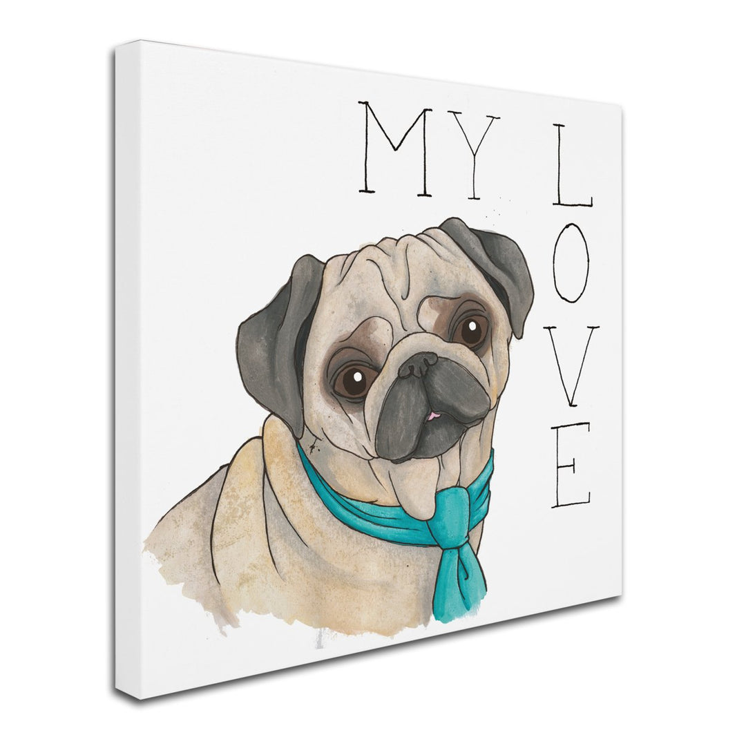 Elyse DeNeige Puppy Love Pug Color Large Canvas Art 35 x 35 Image 2