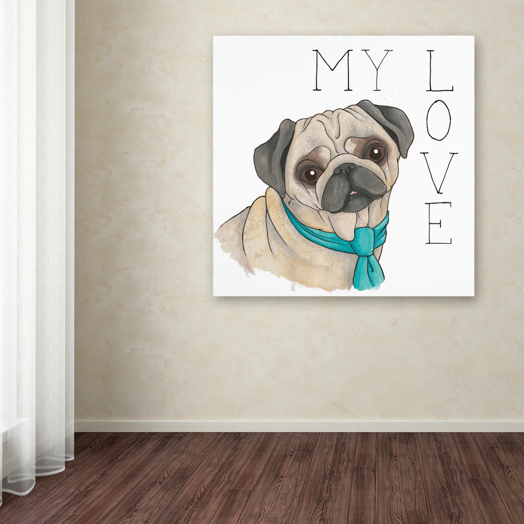 Elyse DeNeige Puppy Love Pug Color Large Canvas Art 35 x 35 Image 3