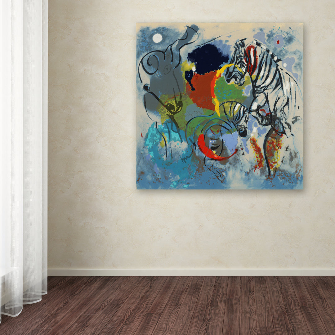 Jane Deakin Zebras Large Canvas Art 35 x 35 Image 3
