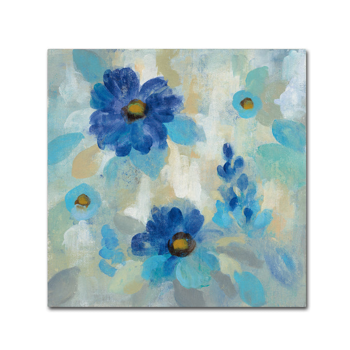 Silvia Vassileva Blue Flowers Whisper II Large Canvas Art 35 x 35 Image 1