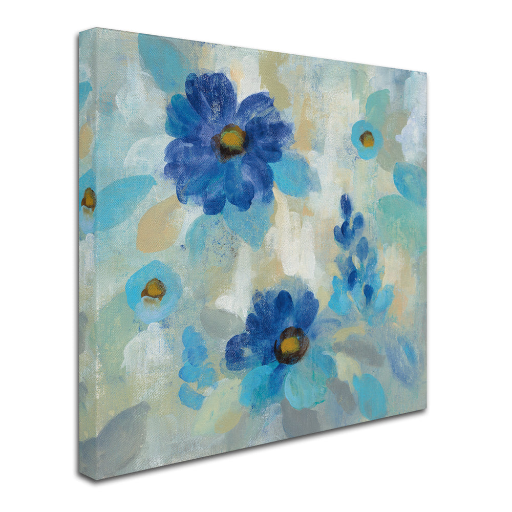 Silvia Vassileva Blue Flowers Whisper II Large Canvas Art 35 x 35 Image 2