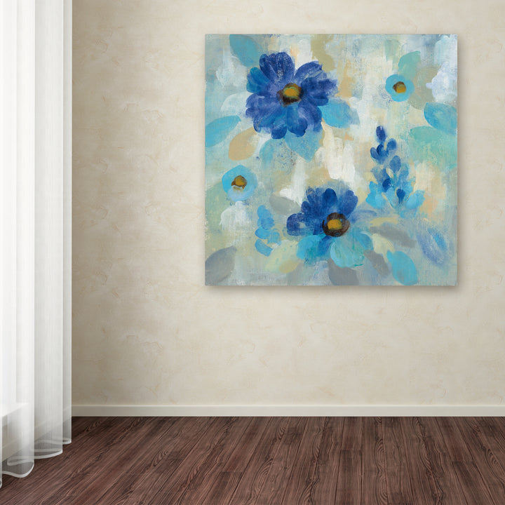 Silvia Vassileva Blue Flowers Whisper II Large Canvas Art 35 x 35 Image 3