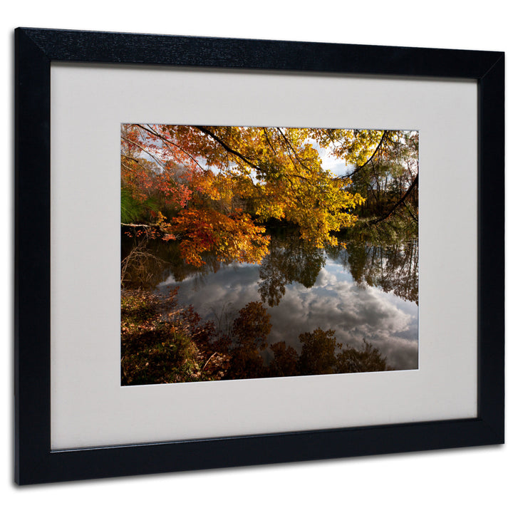 Kurt Shaffer Kendal Lake Autumn Black Wooden Framed Art 18 x 22 Inches Image 1