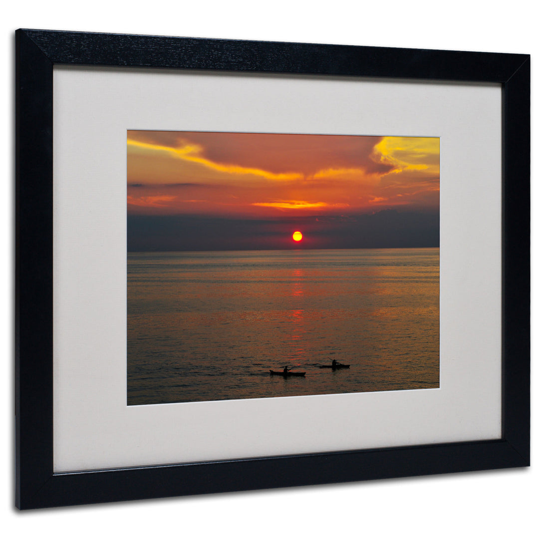 Kurt Shaffer Sunset Paddle Black Wooden Framed Art 18 x 22 Inches Image 1
