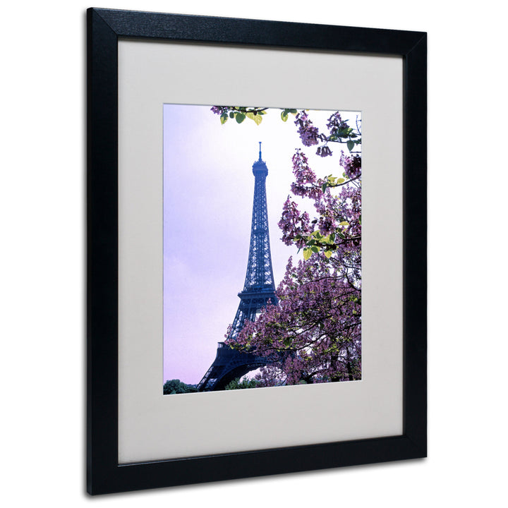 Kathy Yates Eiffel Tower with Blossoms Black Wooden Framed Art 18 x 22 Inches Image 1