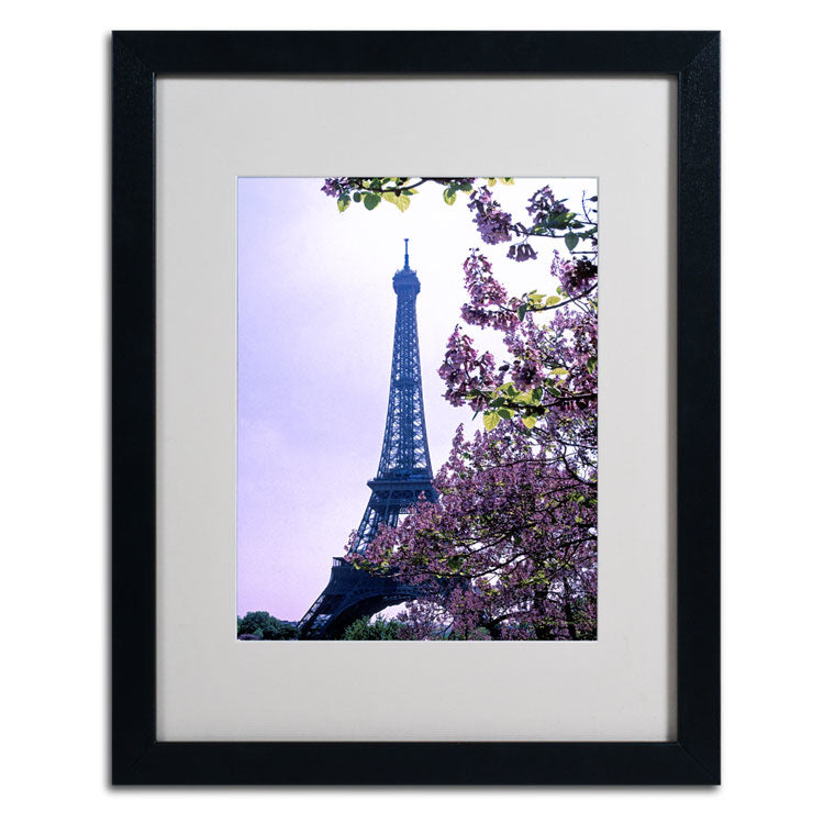 Kathy Yates Eiffel Tower with Blossoms Black Wooden Framed Art 18 x 22 Inches Image 2