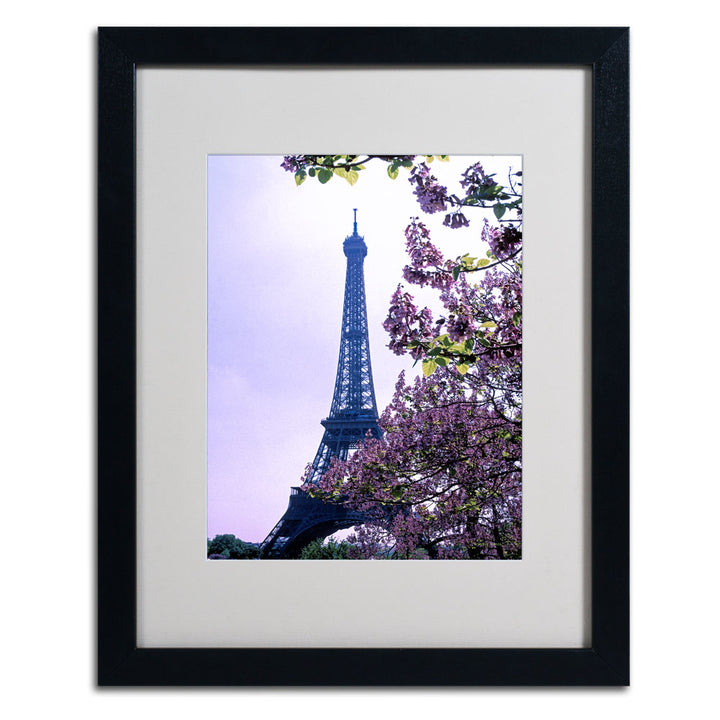 Kathy Yates Eiffel Tower with Blossoms Black Wooden Framed Art 18 x 22 Inches Image 3