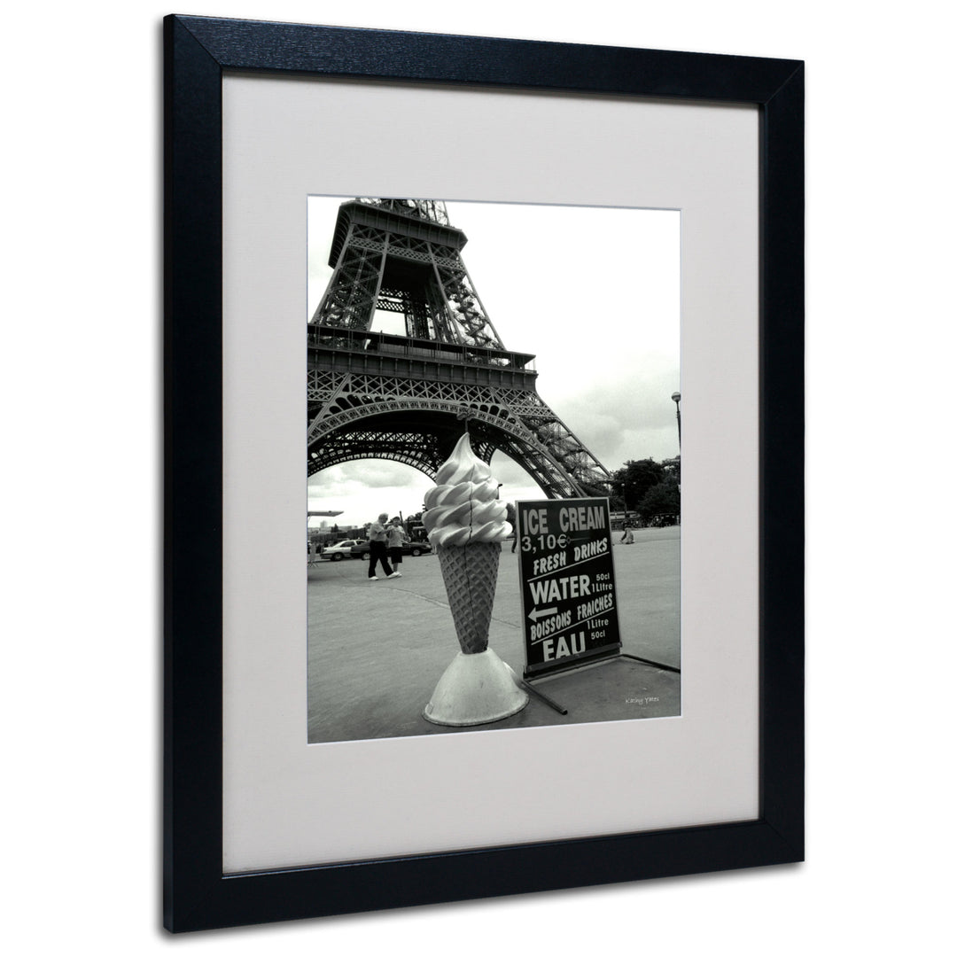 Kathy Yates Eiffel Tower Ice Cream Cone Black Wooden Framed Art 18 x 22 Inches Image 1
