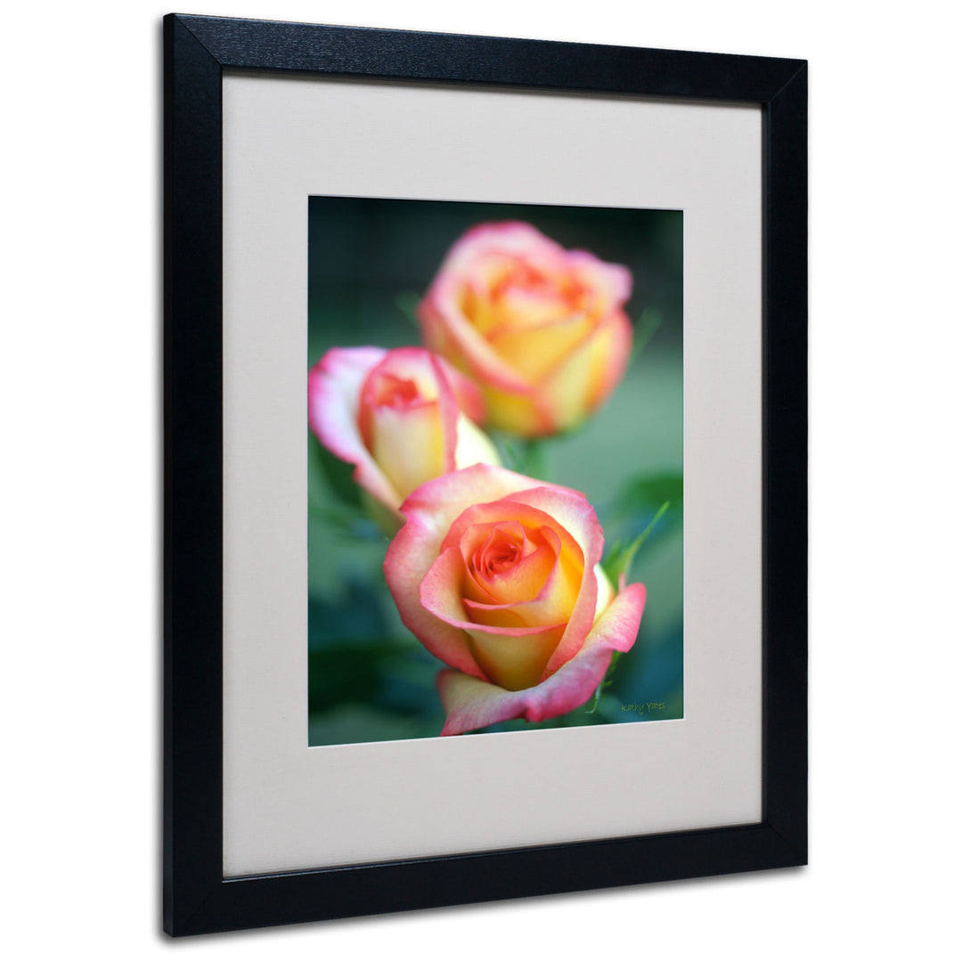 Kathy Yates Rose Trio Black Wooden Framed Art 18 x 22 Inches Image 1