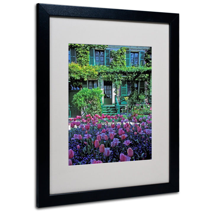 Kathy Yates Monets House With Tulips Black Wooden Framed Art 18 x 22 Inches Image 1