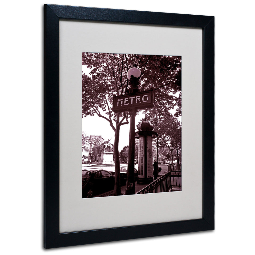 Kathy Yates Paris Metro and Kiosk 2 Black Wooden Framed Art 18 x 22 Inches Image 1