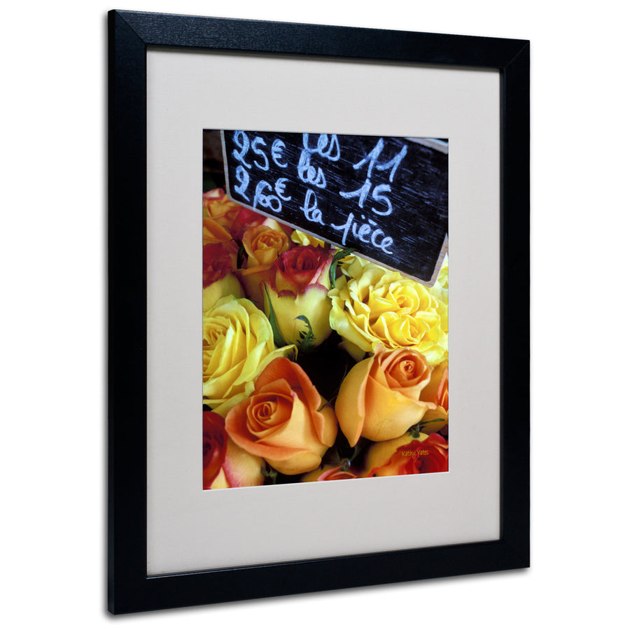Kathy Yates Paris Roses Black Wooden Framed Art 18 x 22 Inches Image 1