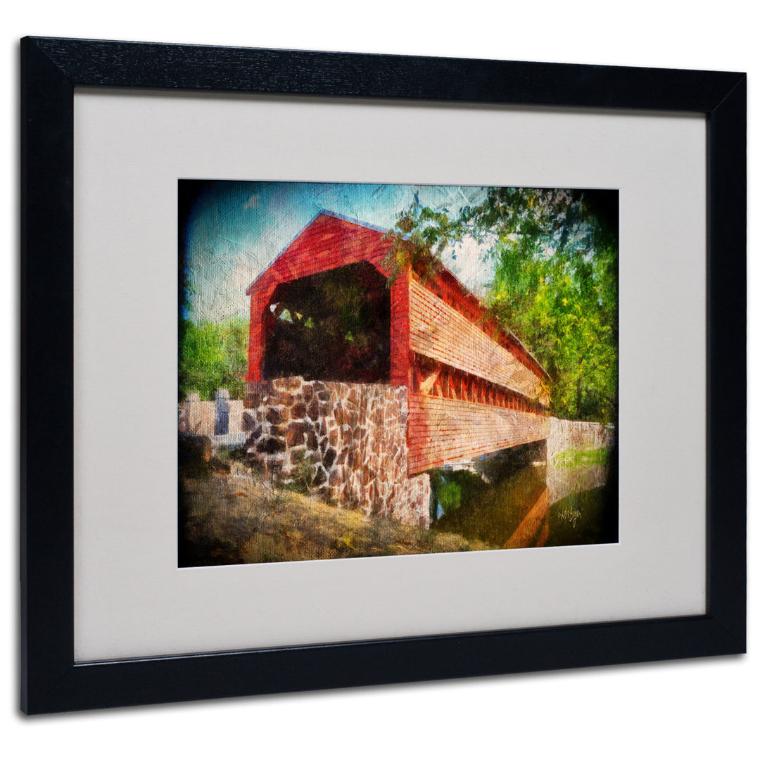 Lois Bryan Old Covered Bridge Black Wooden Framed Art 18 x 22 Inches Image 1