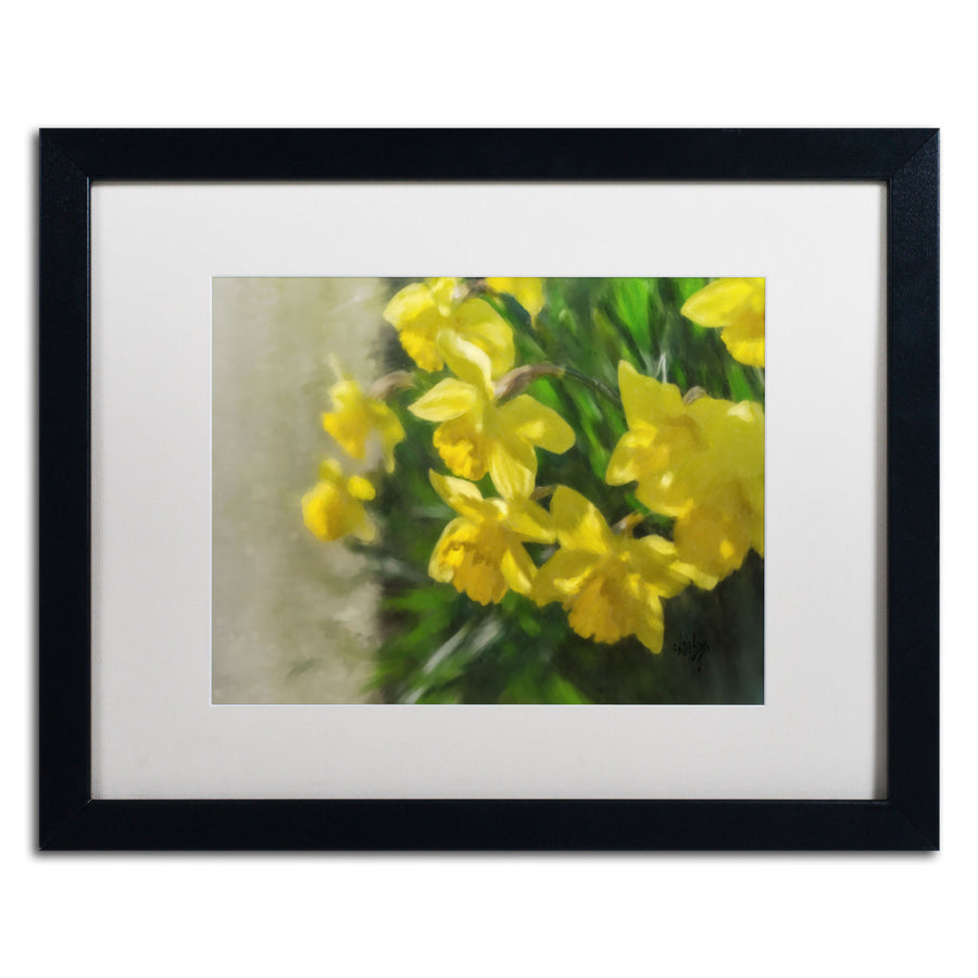 Lois Bryan Daffodils Peeking Black Wooden Framed Art 18 x 22 Inches Image 1