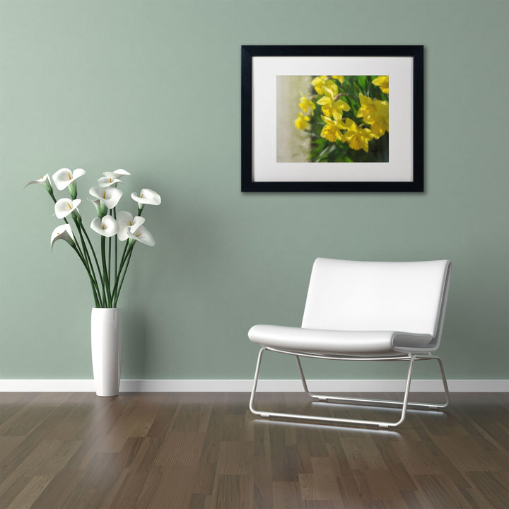 Lois Bryan Daffodils Peeking Black Wooden Framed Art 18 x 22 Inches Image 2