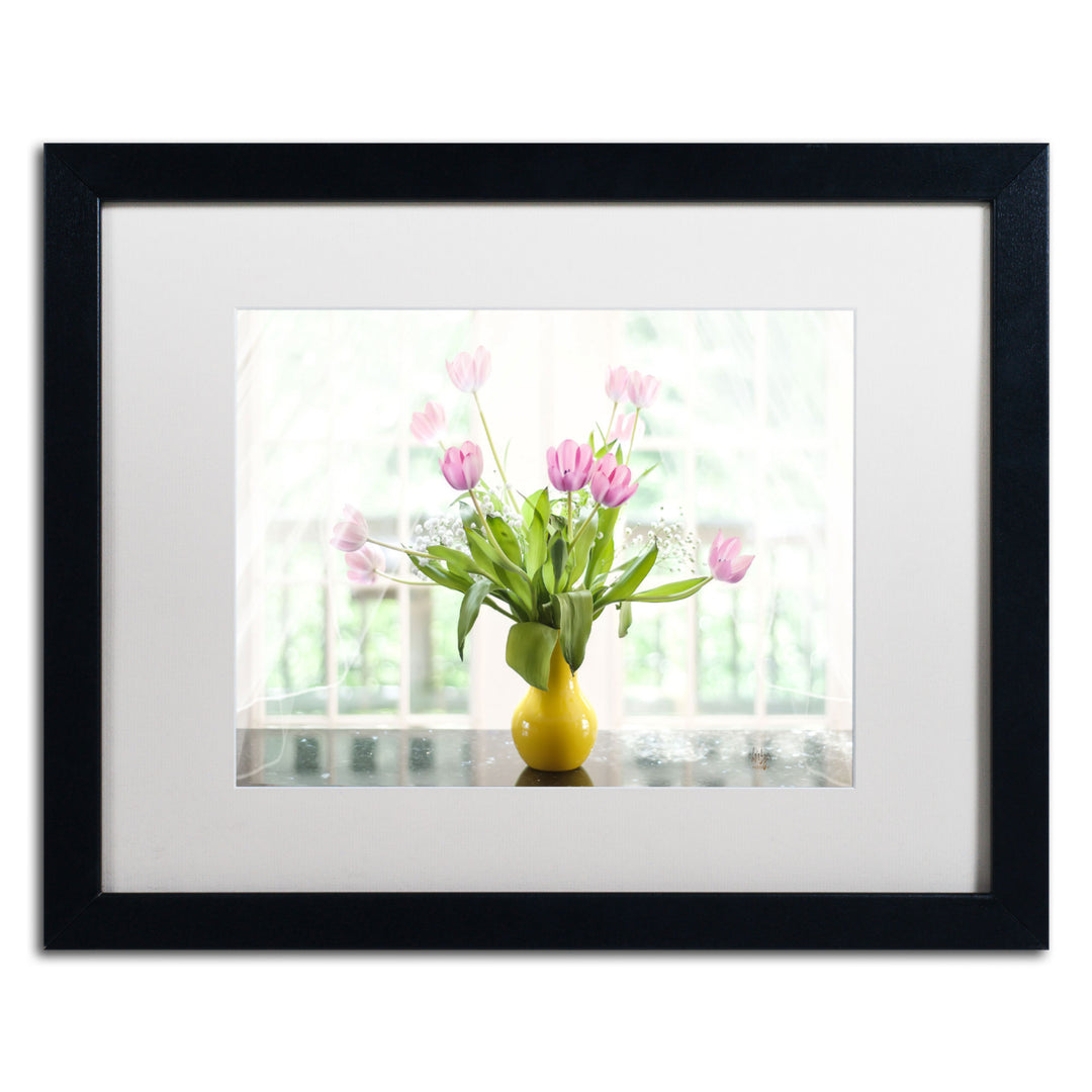 Lois Bryan Pink Tulips in the Window Black Wooden Framed Art 18 x 22 Inches Image 1