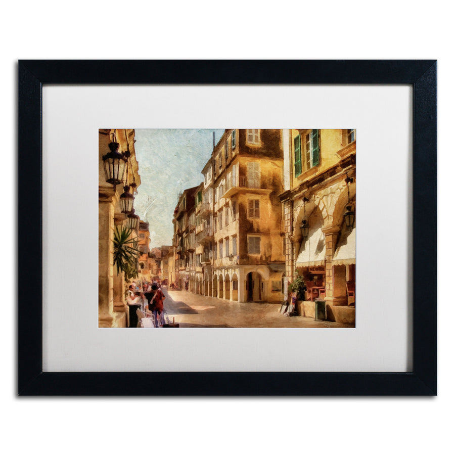 Lois Bryan Old Corfu Town-Waiting for the Tourists Black Wooden Framed Art 18 x 22 Inches Image 1