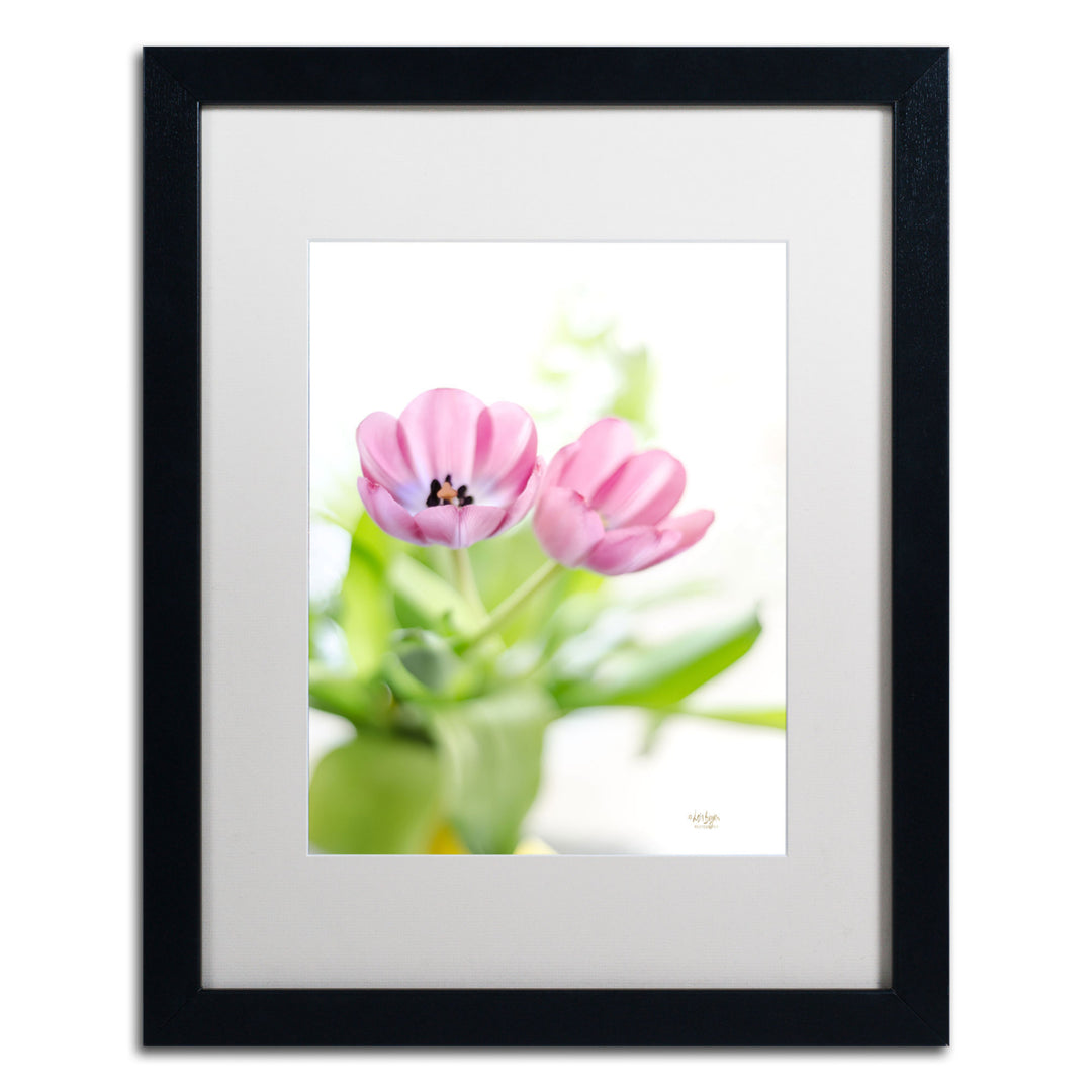 Lois Bryan Pink Tulips Drenched in Light Black Wooden Framed Art 18 x 22 Inches Image 1