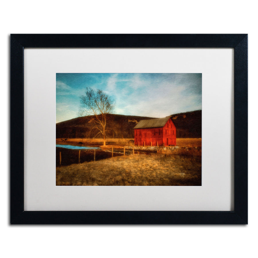 Lois Bryan Red Barn at Twilight Black Wooden Framed Art 18 x 22 Inches Image 1