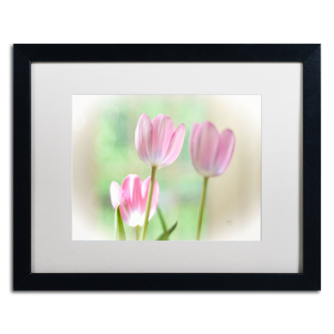 Lois Bryan Three Pink Tulips Black Wooden Framed Art 18 x 22 Inches Image 1