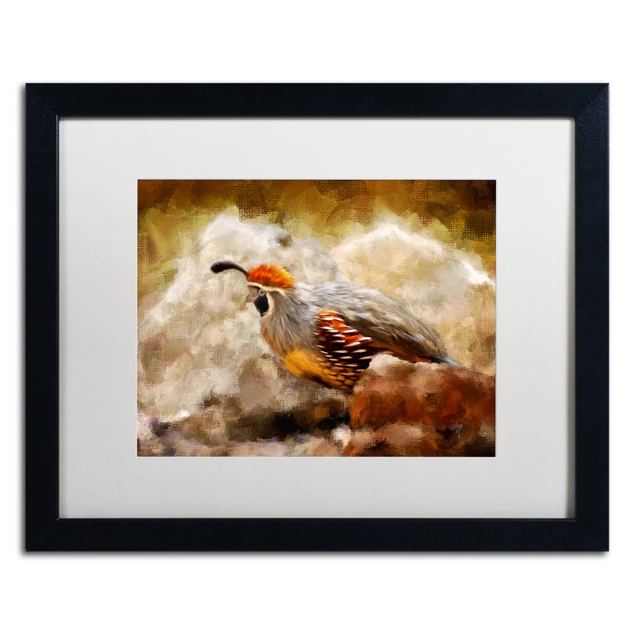 Lois Bryan Hurrying Quail Black Wooden Framed Art 18 x 22 Inches Image 1