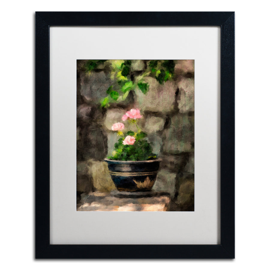 Lois Bryan Sun Kissed Pink Geraniums Black Wooden Framed Art 18 x 22 Inches Image 1