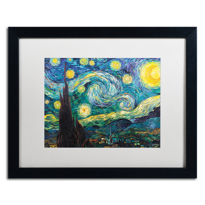 Vincent van Gogh Starry Night Black Wooden Framed Art 18 x 22 Inches Image 1