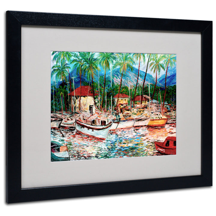 Manor Shadian Lahaina Boats Black Wooden Framed Art 18 x 22 Inches Image 1