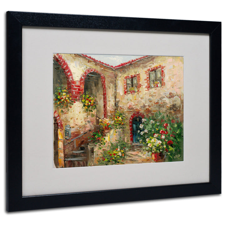 Rio Tuscany Courtyard Black Wooden Framed Art 18 x 22 Inches Image 1