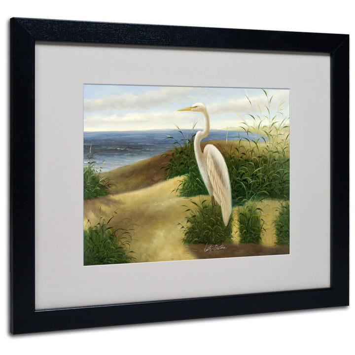 Victor Giton One Heron at the Beach Black Wooden Framed Art 18 x 22 Inches Image 1