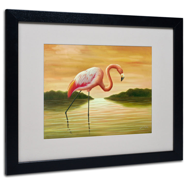 Victor Giton Pink Flamingo Black Wooden Framed Art 18 x 22 Inches Image 1