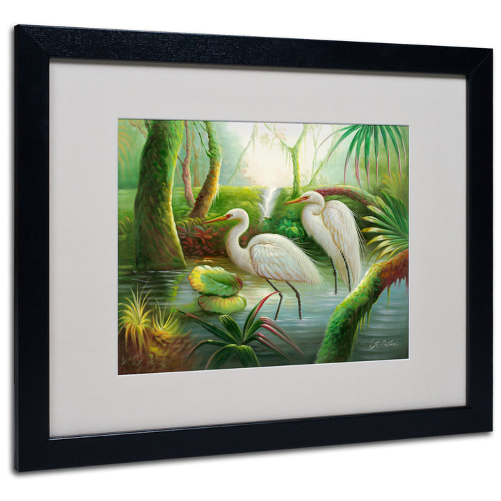 Victor Giton Two Herons Black Wooden Framed Art 18 x 22 Inches Image 1